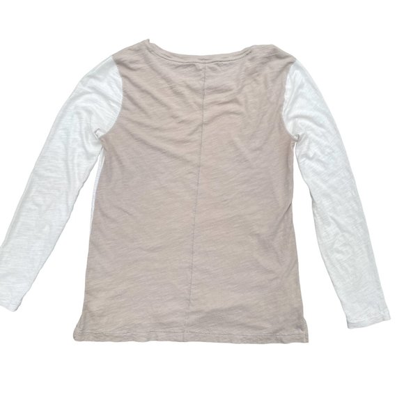 Madewell Whisper Long Sleeve Crewneck Multicolor Tee Tan & Cream Colorblock-S - Picture 9 of 14